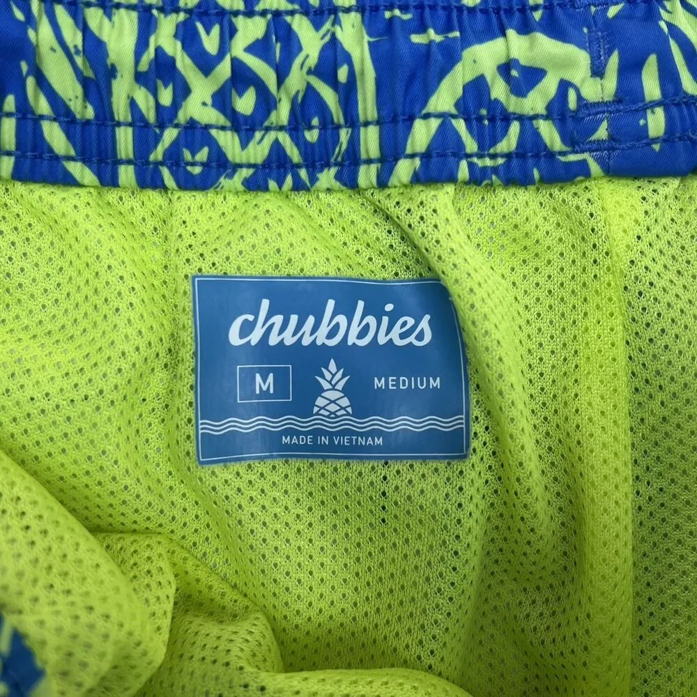 Chubbies Men's Swim Trunks Blue Pineapple Print Mesh Lined Quick Dry Size Medium